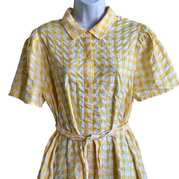 Lisa Marie Fernandez Target Yellow Gingham midi cottage Dress size L - Picture 5 of 14